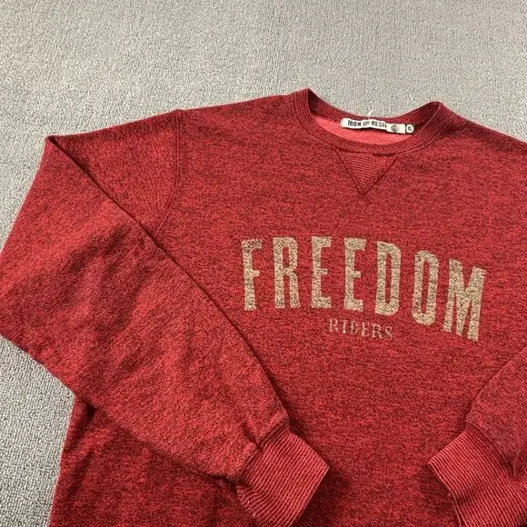 Iron And Resin Sweater Adult Extra Large Red Long Sleeve Casual Moto Men's - Picture 2 of 13